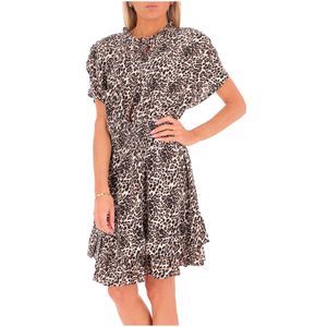 Animal print dress with drawstring