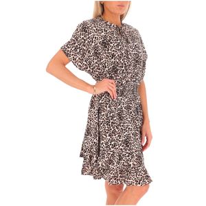Animal print dress with drawstring