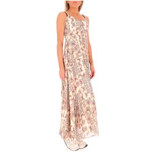 Beige dress with all-over pleated pattern