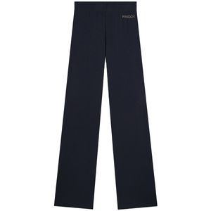 Pantaloni blu in cotone con gamba ampia