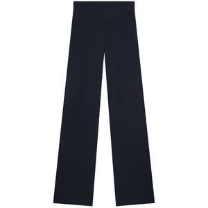Pantaloni blu in cotone con gamba ampia