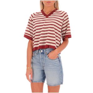 Beige and burgundy striped Marol knit