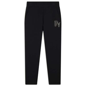 Pantaloni con risvolto e dettagli in strass