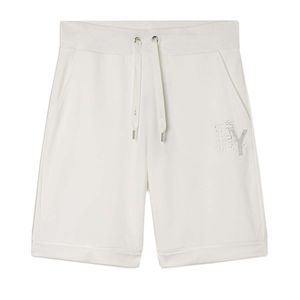 Shorts with cuff and rhinestone logo