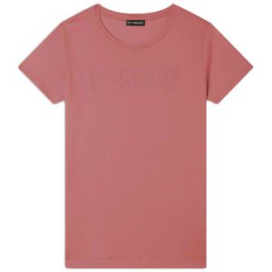 T-shirt in cotone con logo in strass