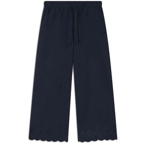 Pantaloni blu con ricami sul fondo