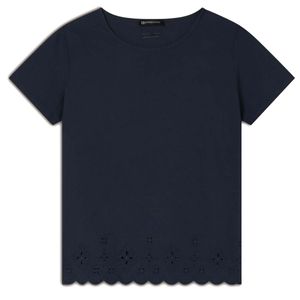 Blue T-shirt with Sangallo embroidery