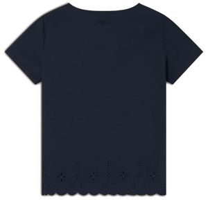 Blue T-shirt with Sangallo embroidery