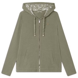 Felpa verde con cappuccio animalier