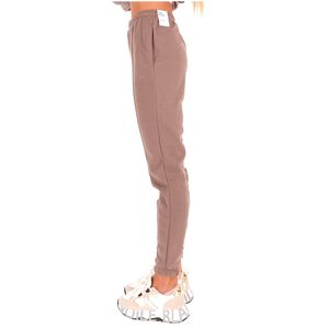 Pantaloni beige di tuta French Terry a vita alta