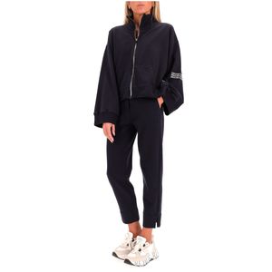 Felpa blu in cotone con dettaglio in strass