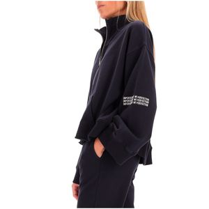 Felpa blu in cotone con dettaglio in strass
