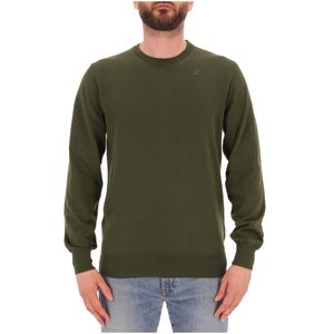 Maglioncino girocollo in cotone con logo K-Way tono su tono