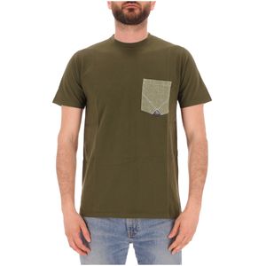 Green T-shirt with logo denim pocket