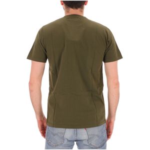 Green T-shirt with logo denim pocket