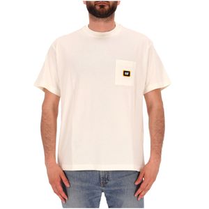 Cream white cotton T-shirt with pocket