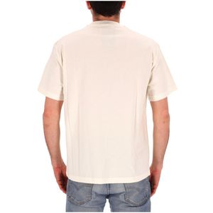 Cream white cotton T-shirt with pocket