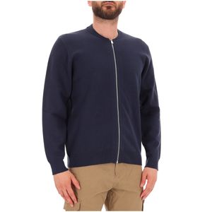 Maglione blu full zip in misto viscosa