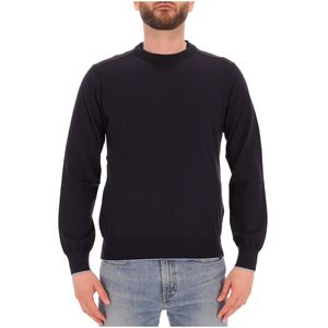 Maglione blu in misto cotone e cashmere