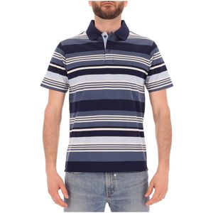 Blue striped polo in extra fine cotton