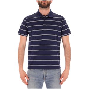 Polo blu in cotone Perlé a righe