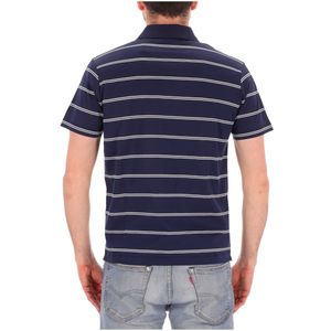 Polo blu in cotone Perlé a righe