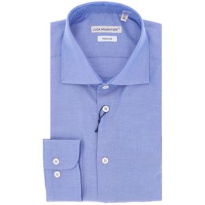 Blue micro-patterned shirt
