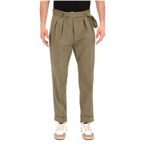 Military green trousers in cotton blend