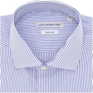Regular fit blue striped cotton shirt
