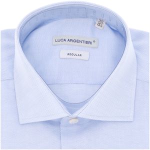 Cotton shirt with blue micro pattern