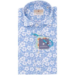 Camicia azzurra stampa fiori Simo M/L