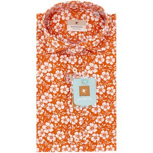 Camicia Simo M/L arancione stampa fiori