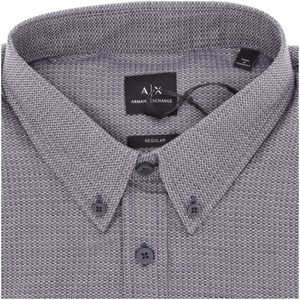 Camicia blu button down con microfantasia