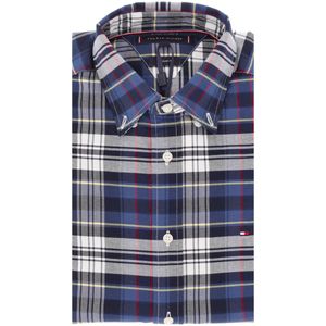 Blue, grey and white checked shirt