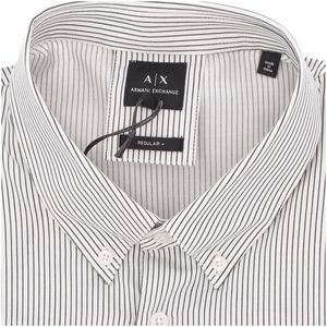Camicia in cotone a righe grigie con taschino