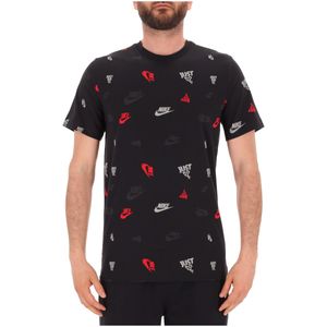 T-shirt con stampa loghi all over
