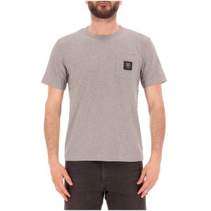 T-shirt grigia con taschino e logo scudetto