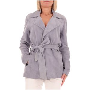 Trench Berry in suede con cintura