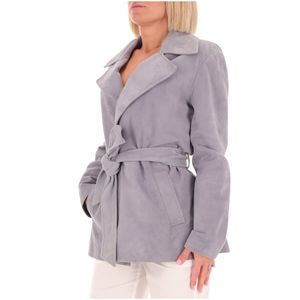 Trench Berry in suede con cintura