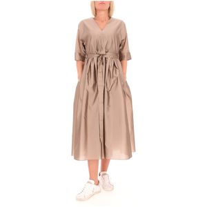 Silk Blend Dress with Belt Purple