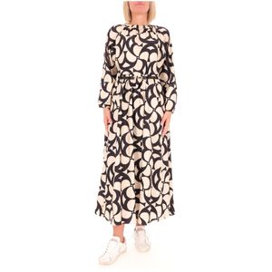Nina long silk dress with black pattern