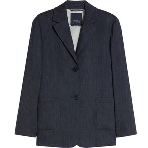 Giacca Derna monopetto blu in lino