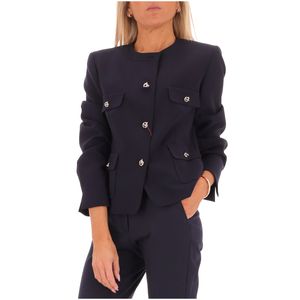 Yana blue crewneck cady jacket