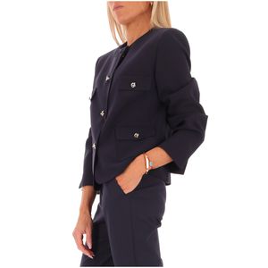 Yana blue crewneck cady jacket
