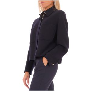 Madison short blue jacket in wool, silk and cashmere blend