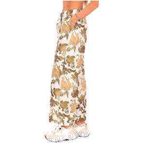 Pantaloni Leda in seta con fantasia all over