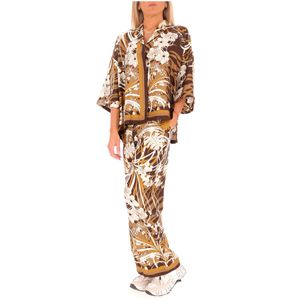 Darsena silk shirt with brown print