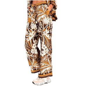 Brest silk trousers with brown print