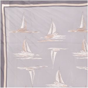 Grey Bone Scarf with Boat Print