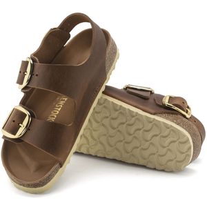 Milano Big Buckle Cognac Narrow Fit Slippers